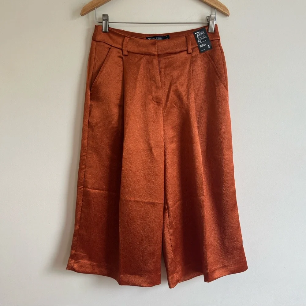 New York & Company Satin Orange Bermuda Shorts